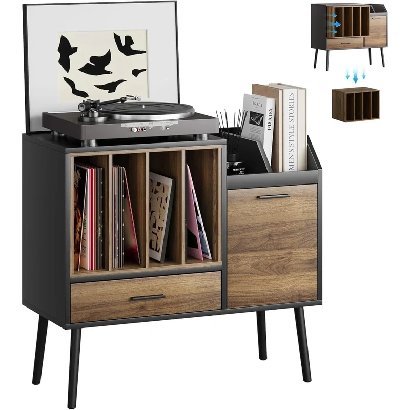 Elegant Vinylrecordstoragecabinet With Nesting Crate