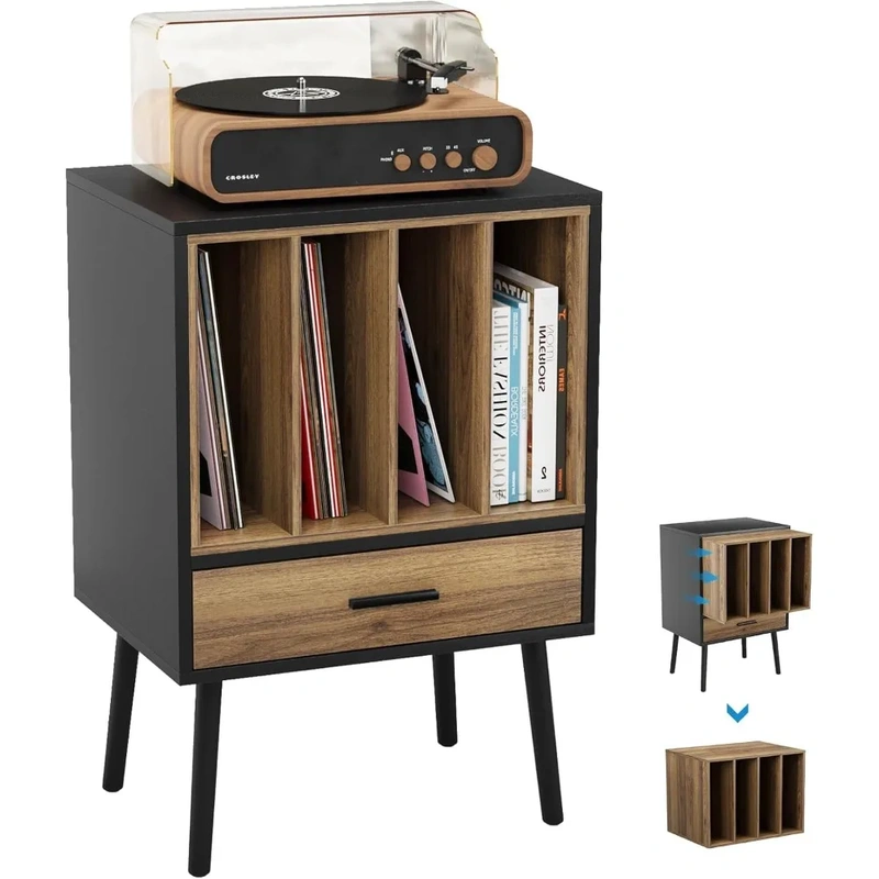 Solid Wood Vinyl Record Storage Cabinet